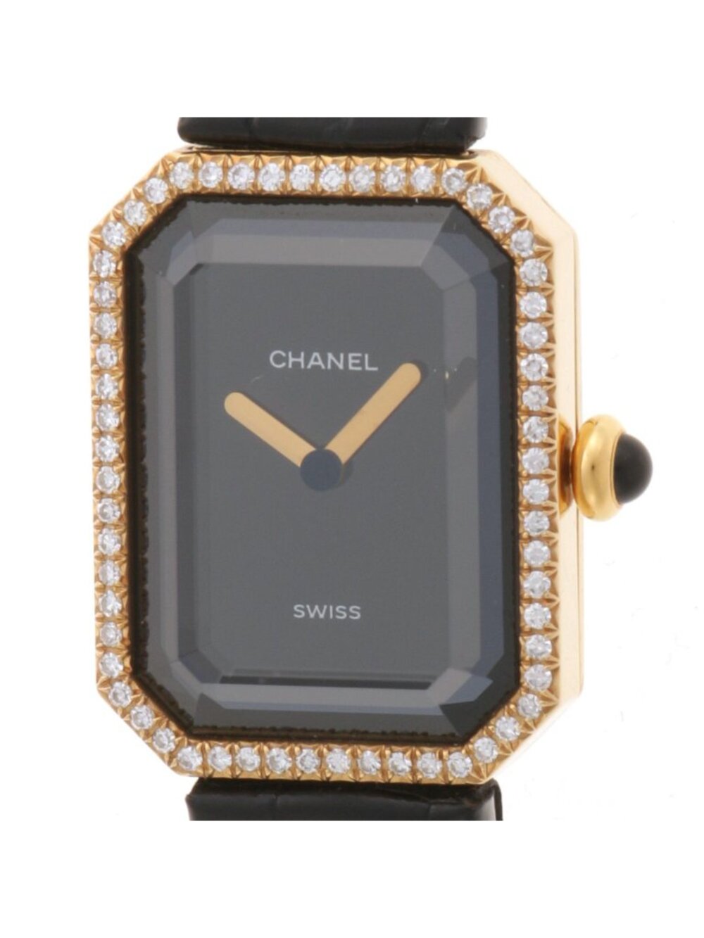 Chanel Premiere Diamond Bezel Watch 18K Yellow Gold Black